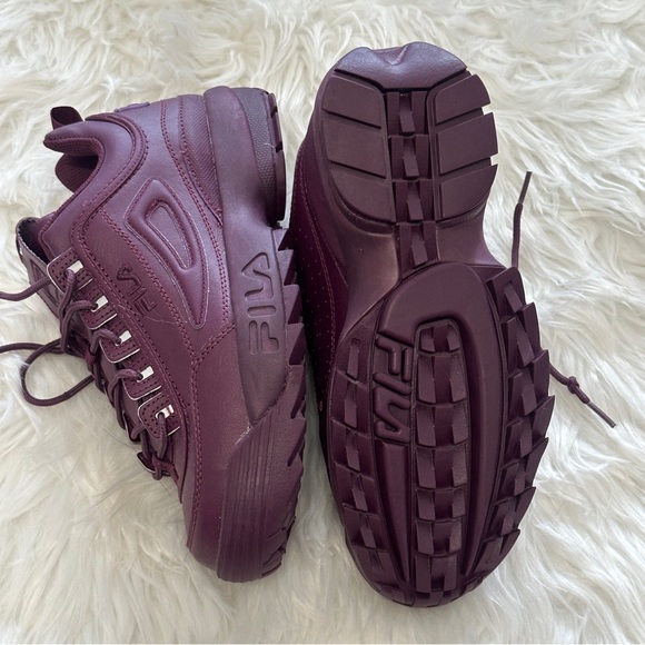 FILA PEACOAT DISRUPTOR II PREMIUM WOMEN'S SNEAKERS Deep Burgundy Athletic Shoes - Picture 8 of 9